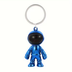 Shiny blue astronaut keychain with black visor