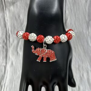Red rhinestone elephant charm bracelet